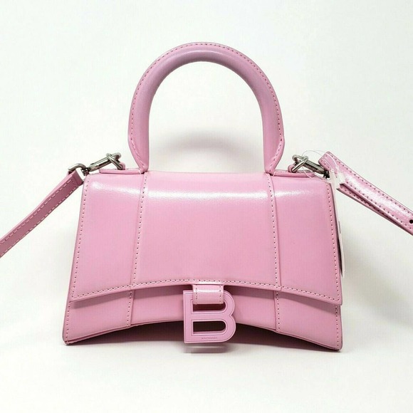 Balenciaga Handbags - NEW Balenciaga XS Hourglass Leather Top Handle Bag Candy Pink Crossbody $2490